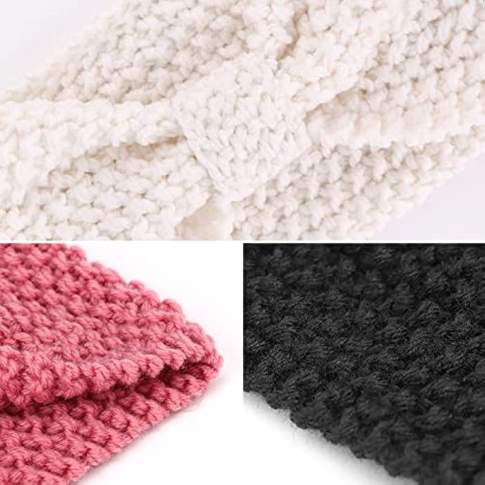 DRESHOW Pack of 4 Women's Knitted Headband Winter Knitted Wide Headband Elastic Hair Band Crochet Ear Warmer Women - Image 4